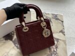 Dior Lady Dior Quad Bag (Letter-Print Wide Strap) Pearlescent High-End Quality - Image 16