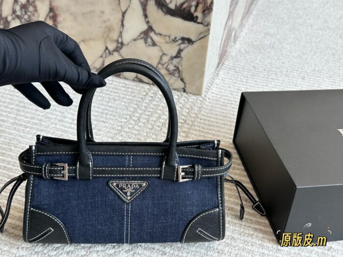 Prada Softlux Oil-Wax Leather Handbag/Underarm Bag Ultra-Light Oil-Wax Leather Includes Long Shoulder Strap - Image 1