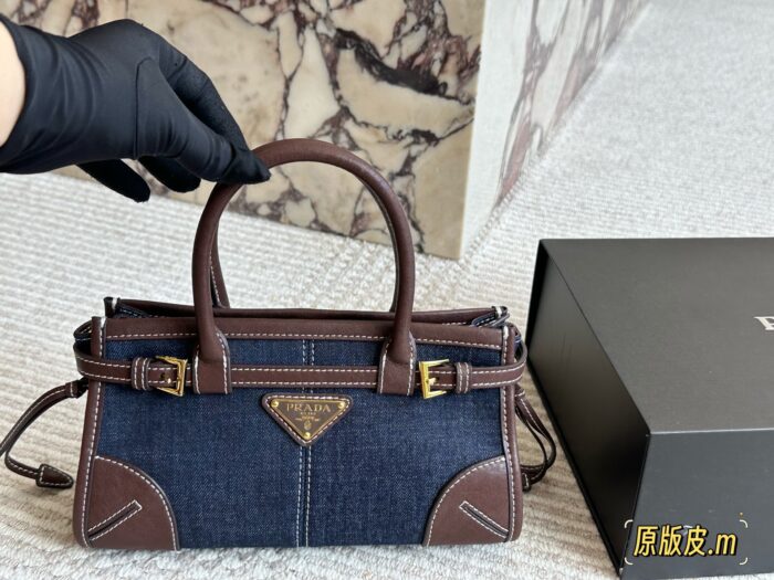 Prada Softlux Oil-Wax Leather Handbag/Underarm Bag Ultra-Light Oil-Wax Leather Includes Long Shoulder Strap - Image 11