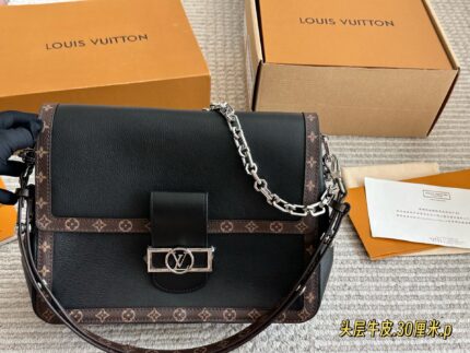 Louis Vuitton Dauphine Soft Handbag 2024 Spring/Summer Runway Style Cowhide Trim Monogram Soft Silhouette Unisex Comes With Gift Box