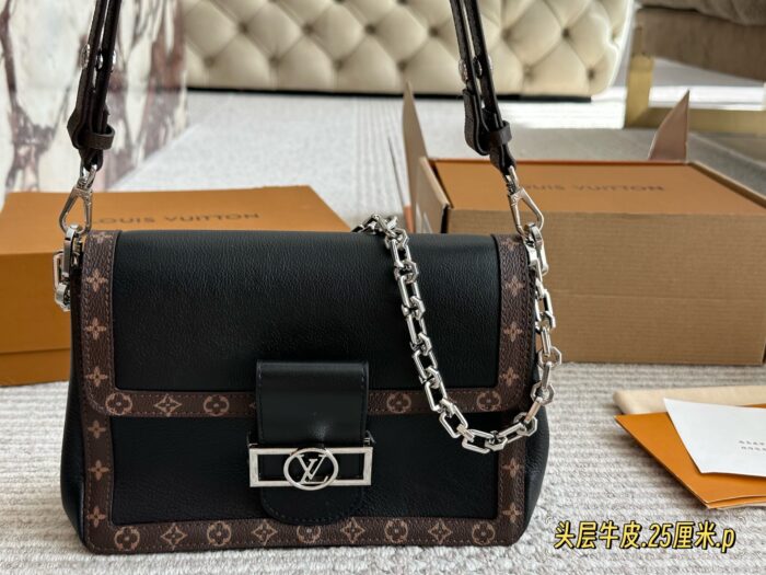 Louis Vuitton Dauphine Soft Handbag 2024 Spring/Summer Runway Style Cowhide Trim Monogram Soft Silhouette Unisex Comes With Gift Box - Image 7