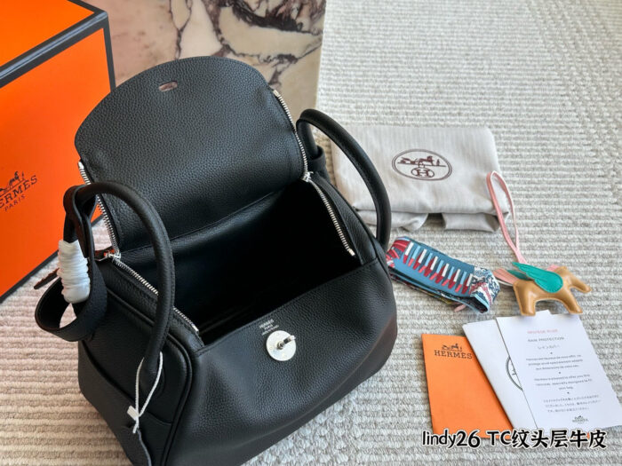 Hermes Lindy Top-Grain Tc Cowhide Leather Three-Strap Handbag (Handheld, Crossbody, Underarm) - Image 9