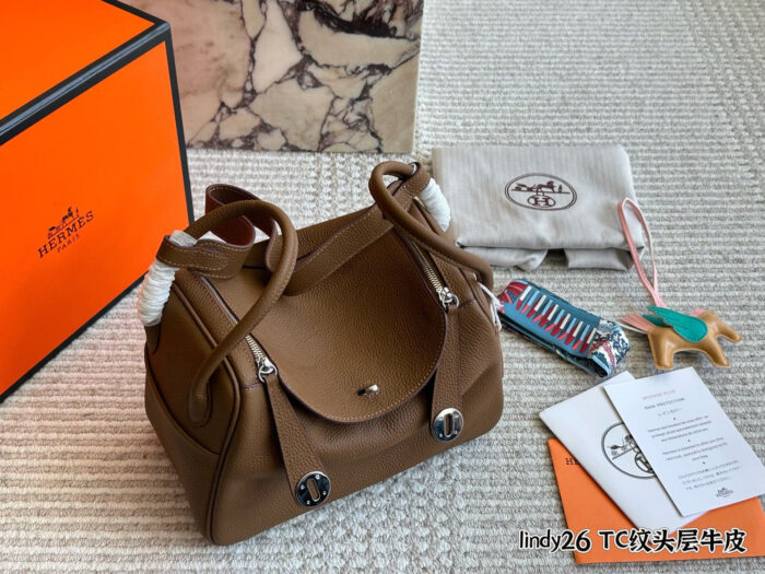 Hermes Lindy Top-Grain Tc Cowhide Leather Three-Strap Handbag (Handheld, Crossbody, Underarm) - Image 12