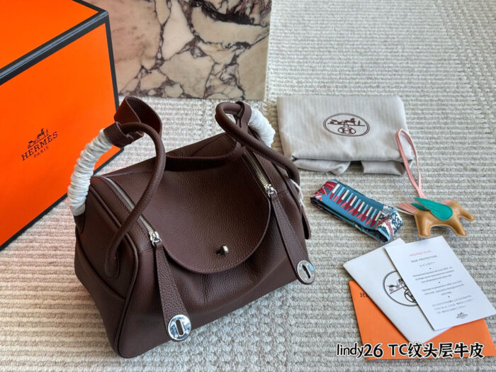 Hermes Lindy Top-Grain Tc Cowhide Leather Three-Strap Handbag (Handheld, Crossbody, Underarm) - Image 13