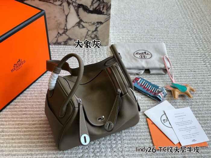 Hermes Lindy Top-Grain Tc Cowhide Leather Three-Strap Handbag (Handheld, Crossbody, Underarm) - Image 20