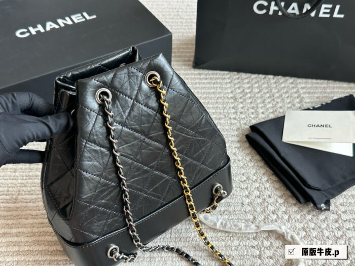 Chanel Gabrielle Original Leather Wanderlust Backpack Retro Red Lining With Gold-Silver Chain Lightweight, Spacious, Timeless Classic - Image 6