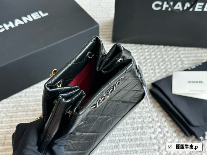 Chanel Gabrielle Original Leather Wanderlust Backpack Retro Red Lining With Gold-Silver Chain Lightweight, Spacious, Timeless Classic - Image 7