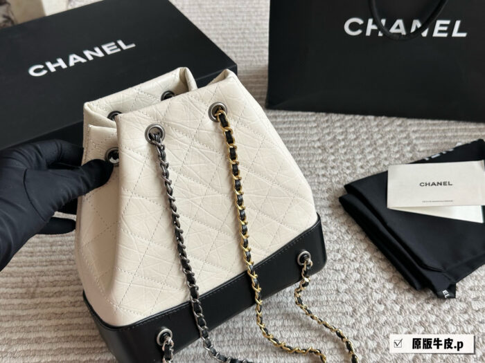 Chanel Gabrielle Original Leather Hobo Backpack - Gold/Silver Chain, Lightweight, Spacious, Classic Design - Image 7