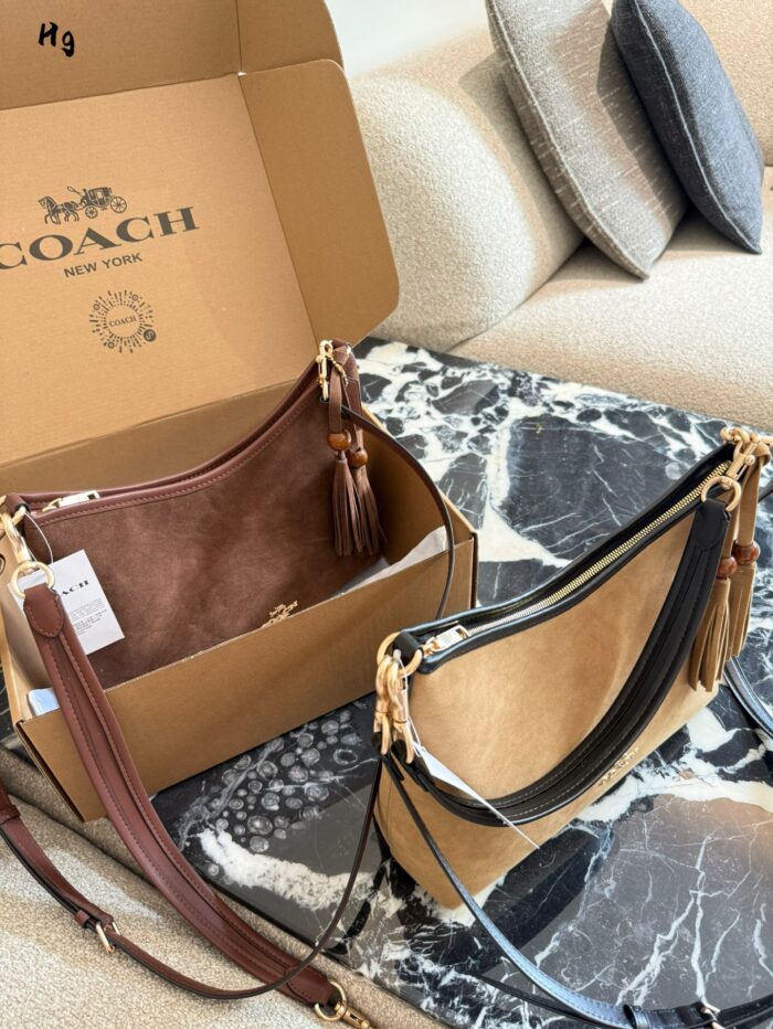 Coach Laurel Wander Bag Vintage Brown Suede Effortlessly Chic - Image 5