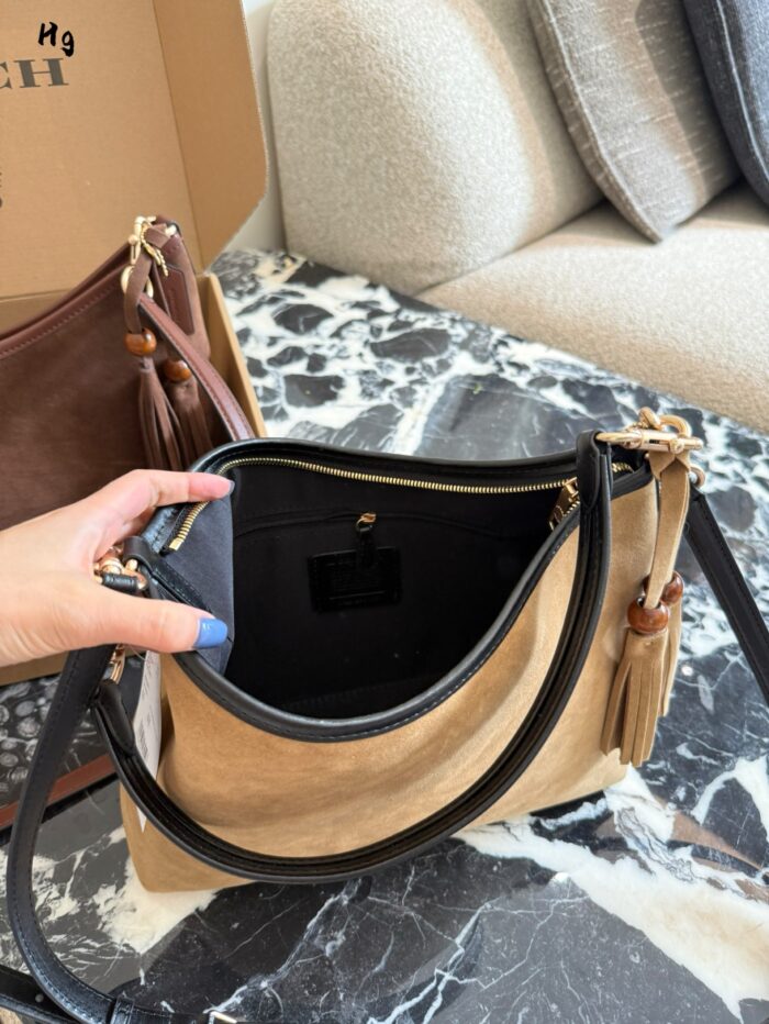 Coach Laurel Wander Bag Vintage Brown Suede Effortlessly Chic - Image 8