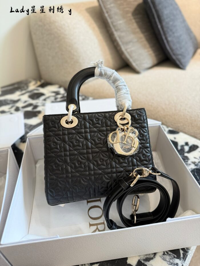 Dior Limited Edition Star Lady Dior Bag White Lambskin With Star Detailing Exquisite Handbag - Image 3