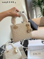 Dior Limited Edition Star Lady Dior Bag White Lambskin With Star Detailing Exquisite Handbag - Image 12