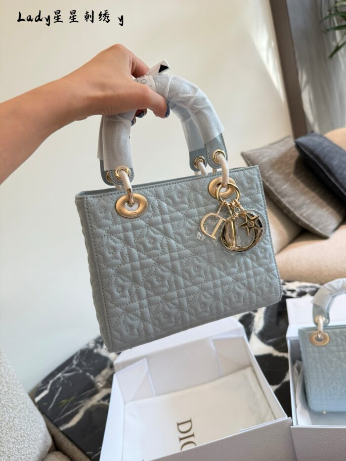 Dior Limited Edition Star Lady Dior Bag White Lambskin With Star Detailing Exquisite Handbag - Image 14