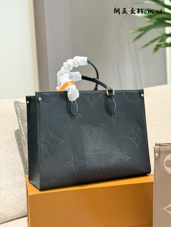Louis Vuitton Onthego Grey Grained Calfskin Tote Bag - Extra Large Capacity - Enlarged Monogram - Image 2