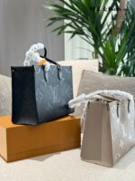 Louis Vuitton Onthego Grey Grained Calfskin Tote Bag - Extra Large Capacity - Enlarged Monogram - Image 8
