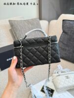 Chanel 25C Series Black & Silver Grained Calfskin Cocoon Chain Handbag - Image 3