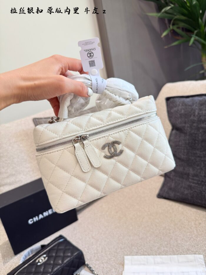 Chanel 25C Series Black & Silver Grained Calfskin Cocoon Chain Handbag - Image 8