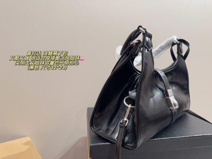 Prada Waxed Canvas Underarm Bag Cool, Practical, And Spacious - Image 3