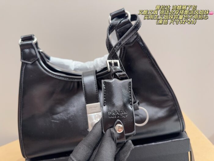 Prada Waxed Canvas Underarm Bag Cool, Practical, And Spacious - Image 4