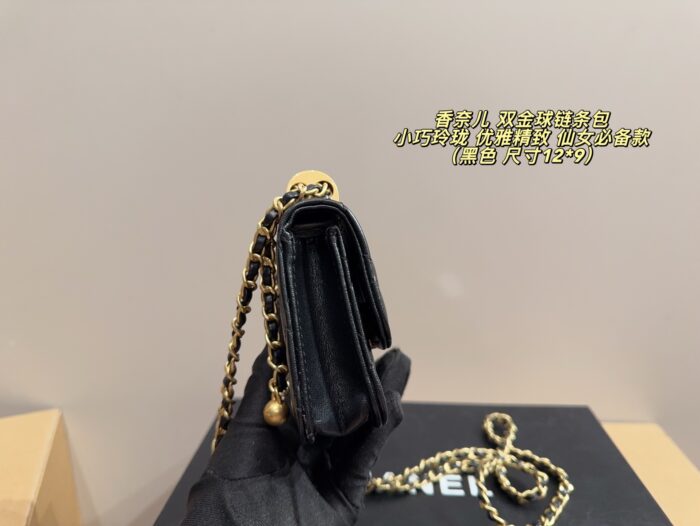 Chanel Double Gold Ball Chain Bag Compact And Delicate, Elegant And Exquisite - Image 9