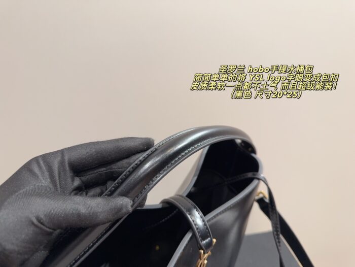 Yves Saint Laurent Hobo Bucket Bag Ysl Logo Clasp Soft Leather Multi-Compartment Design Generous Capacity - Image 7