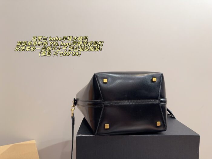 Yves Saint Laurent Hobo Bucket Bag Ysl Logo Clasp Soft Leather Multi-Compartment Design Generous Capacity - Image 9