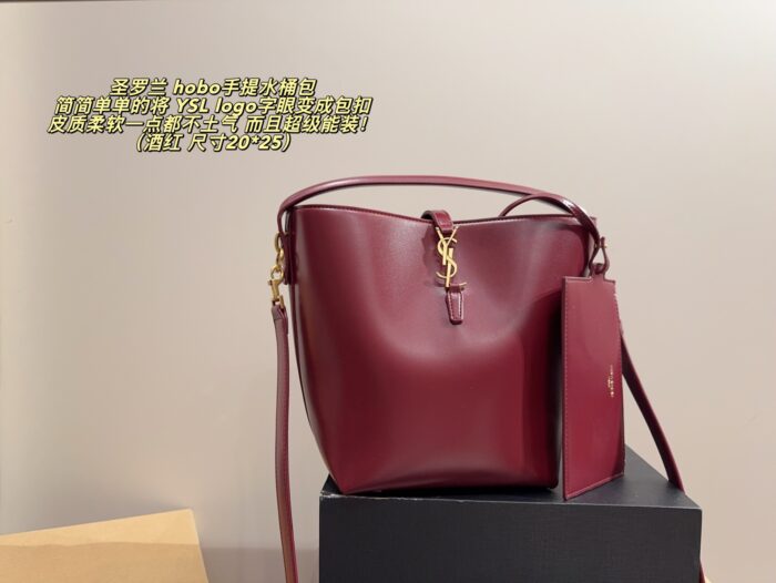 Yves Saint Laurent Hobo Bucket Bag Ysl Logo Clasp Soft Leather Multi-Compartment Design Generous Capacity - Image 11