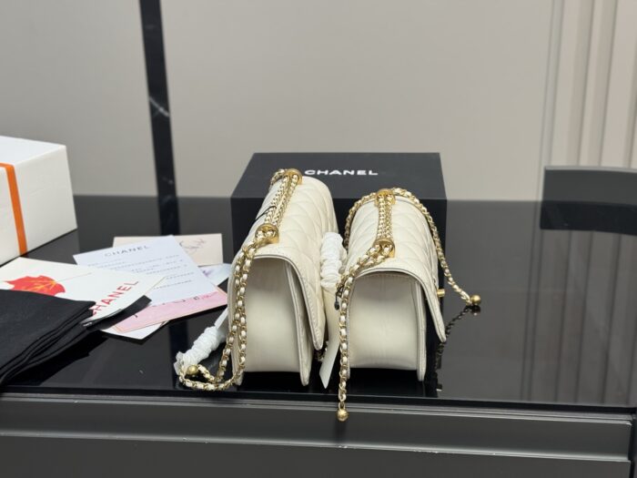 Chanel Double Ball Fortune Woc Diamond Quilted Chain Bag Features Hidden Pocket Superb Quality - Image 6