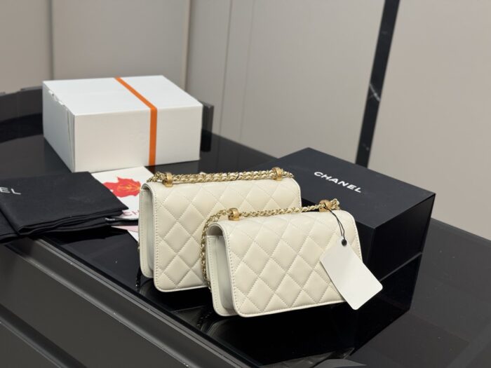 Chanel Double Ball Fortune Woc Diamond Quilted Chain Bag Features Hidden Pocket Superb Quality - Image 7