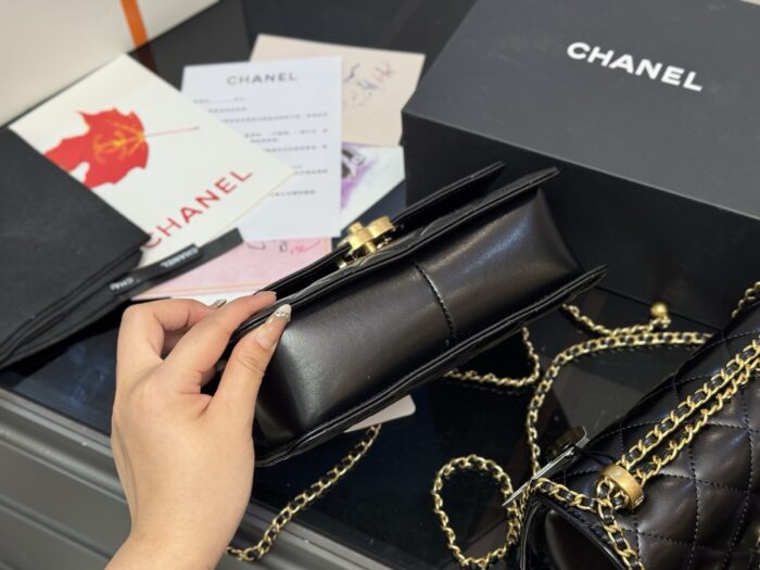 Chanel Double Ball Fortune Woc Diamond Quilted Chain Bag Features Hidden Pocket Superb Quality - Image 16
