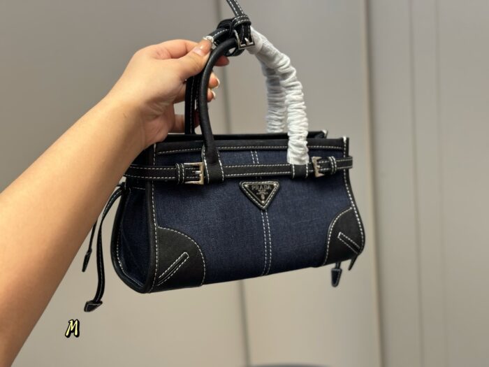Prada Canvas Soft Lux Underarm Bag Generous Capacity Ideal For Formal Occasions - Image 9