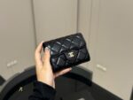 Chanel Black Gold Mini Chain Wallet Classic Black With Shimmering Gold Chain Design Compact And Portable - Image 2