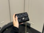 Chanel Black Gold Mini Chain Wallet Classic Black With Shimmering Gold Chain Design Compact And Portable - Image 3