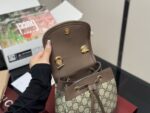 Gucci New Backpack Authentic Fabric Classic Gg Pattern Red And Green Woven Straps With Metal Chain Understated And Elegant - Image 6