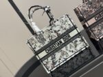 Dior Book Tote - Original Jacquard Fabric Large Capacity Shopping Bag With Folded Box Silk Scarf - Image 5
