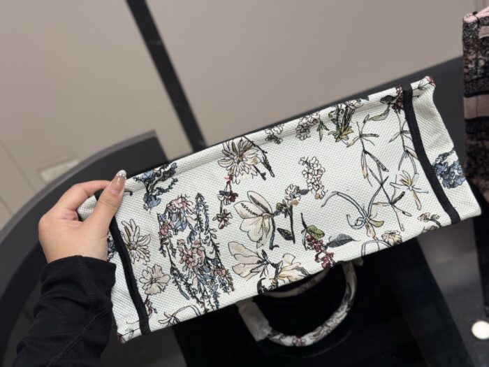Dior Book Tote - Original Jacquard Fabric Large Capacity Shopping Bag With Folded Box Silk Scarf - Image 8