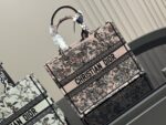 Dior Book Tote - Original Jacquard Fabric Large Capacity Shopping Bag With Folded Box Silk Scarf - Image 9