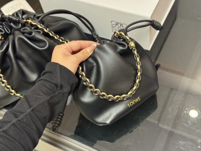 Loewe Calfskin Drawstring Shoulder Bag For Women Soft, Lightweight, Spacious Adjustable Shoulder Strap - Image 9