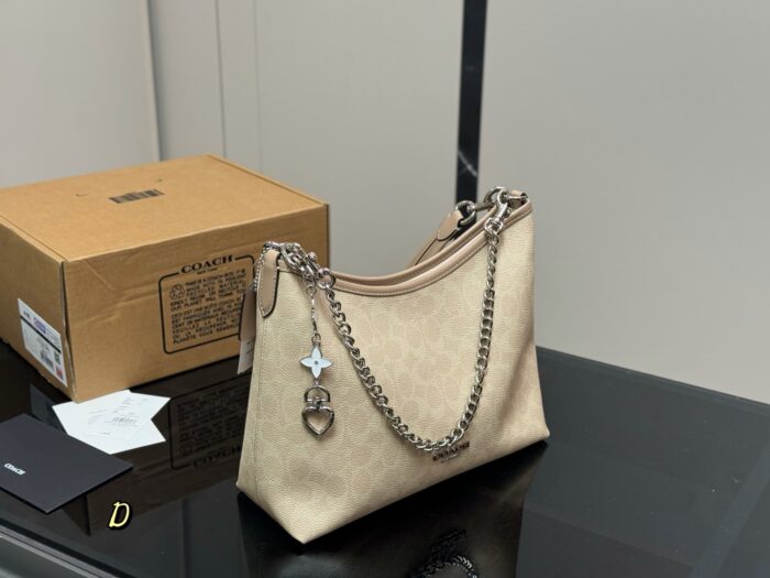 Coach Laurel Hobo Bag With Dual Straps For Versatile Carrying, Featuring Zipped Side Pocket - Image 11