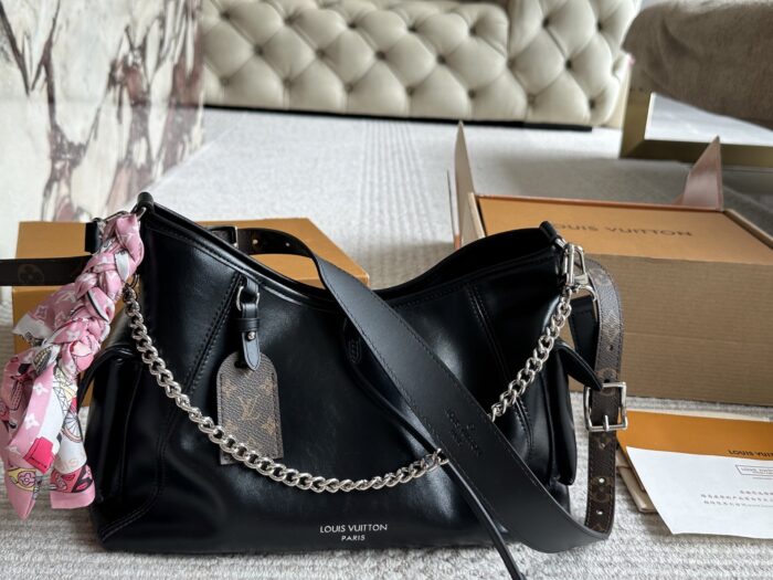 Louis Vuitton Carryall Small Black Lambskin Bag Dark Style Lightweight With Large Capacity - Image 1