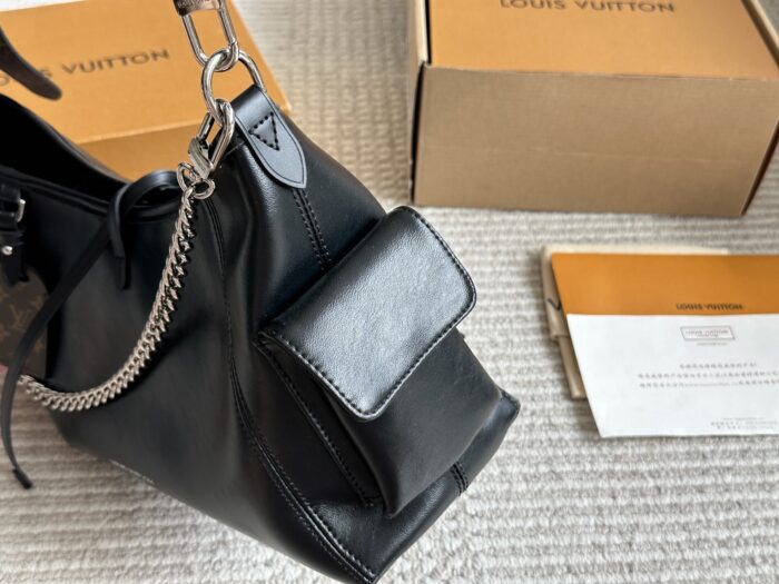 Louis Vuitton Carryall Small Black Lambskin Bag Dark Style Lightweight With Large Capacity - Image 2