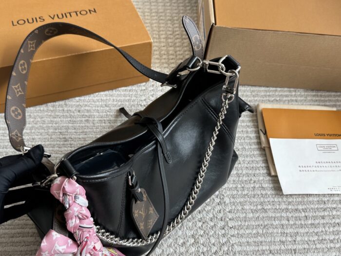 Louis Vuitton Carryall Small Black Lambskin Bag Dark Style Lightweight With Large Capacity - Image 4