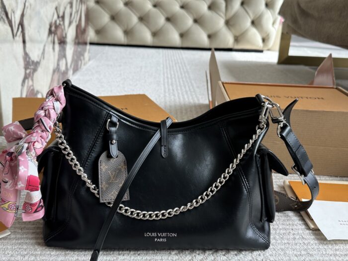 Louis Vuitton Carryall Small Black Lambskin Bag Dark Style Lightweight With Large Capacity - Image 7
