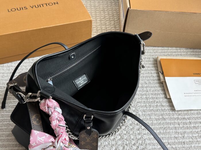 Louis Vuitton Carryall Small Black Lambskin Bag Dark Style Lightweight With Large Capacity - Image 8