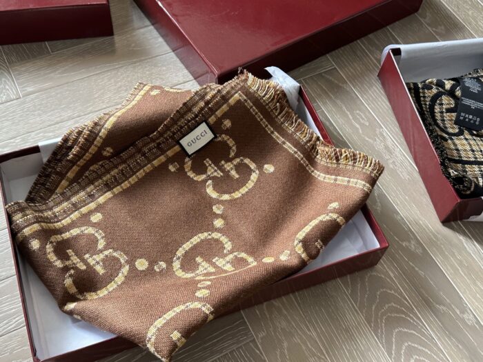 Gucci Gg Series Classic Double G Cashmere Scarf (With Box) - Image 1