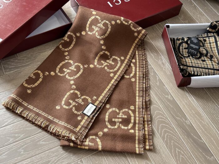 Gucci Gg Series Classic Double G Cashmere Scarf (With Box) - Image 7