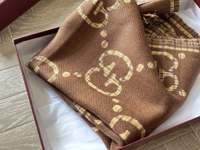 Gucci Gg Series Classic Double G Cashmere Scarf (With Box) - Image 9