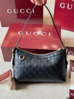 Gucci Emblem Full Leather Collection Classic Gg Embossed Women'S Underarm Bag - Image 5