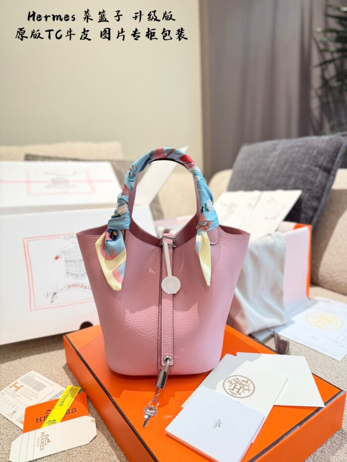 Hermès Shopping Basket Upgrade Edition Premium Tc Leather Thin Edge-Oiled Finish With Distinct Grain Texture Exquisite Lock Design Complete Packaging - Image 1