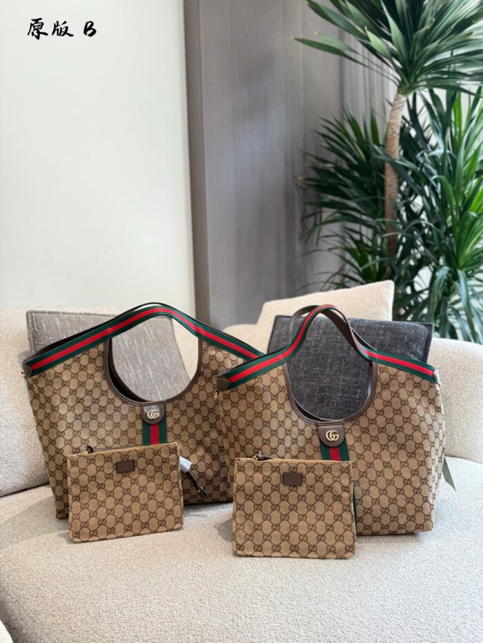 Gucci Giglio Tote Bag Vintage Denim Blue & Classic Gg Monogram - Versatile For Work Or Dates - Image 1